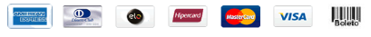 Formas de Pagamento (Amex, Diners, Elo, Hipercard, Mastercard, Visa, Boleto)